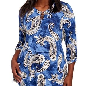 COCOMO WOMAN Women's Plus Size Puffed Paisley TOP